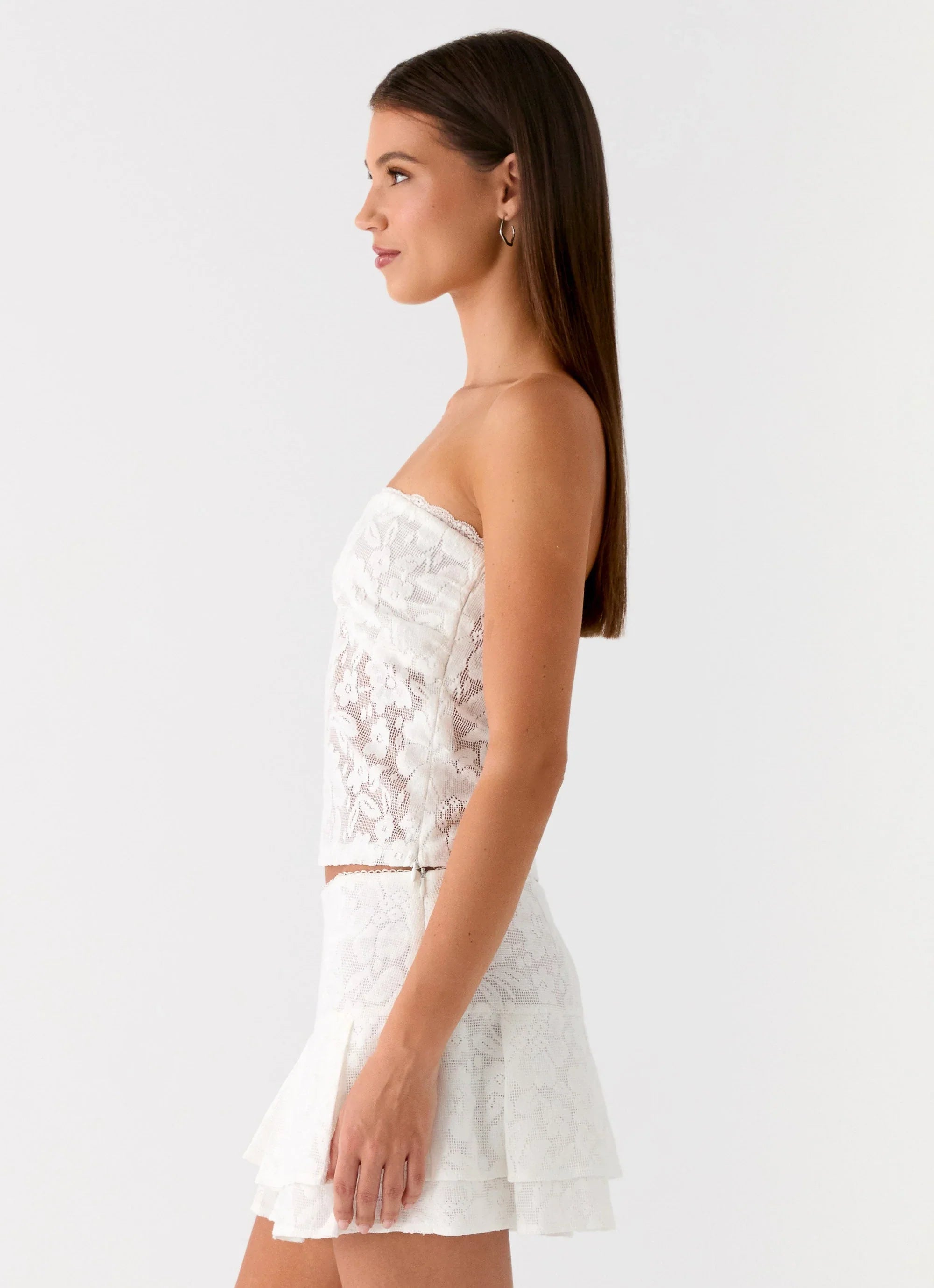 Moroder Strapless Lace Top Cream
