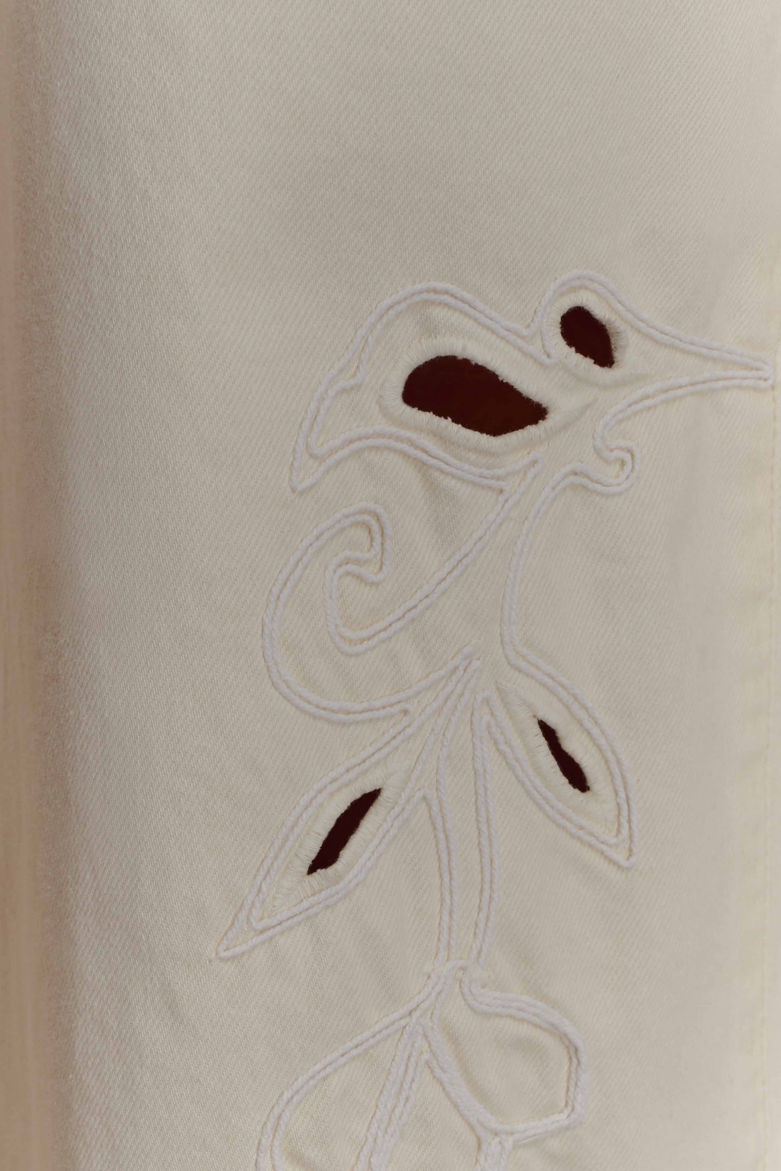 Carmella Embroided Jeans Ecru