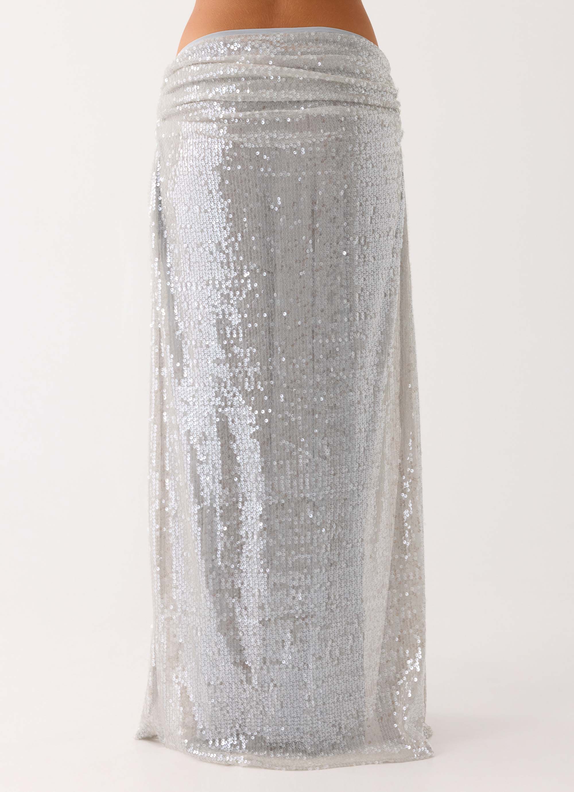 Susie Sequin Maxi Skirt Silver