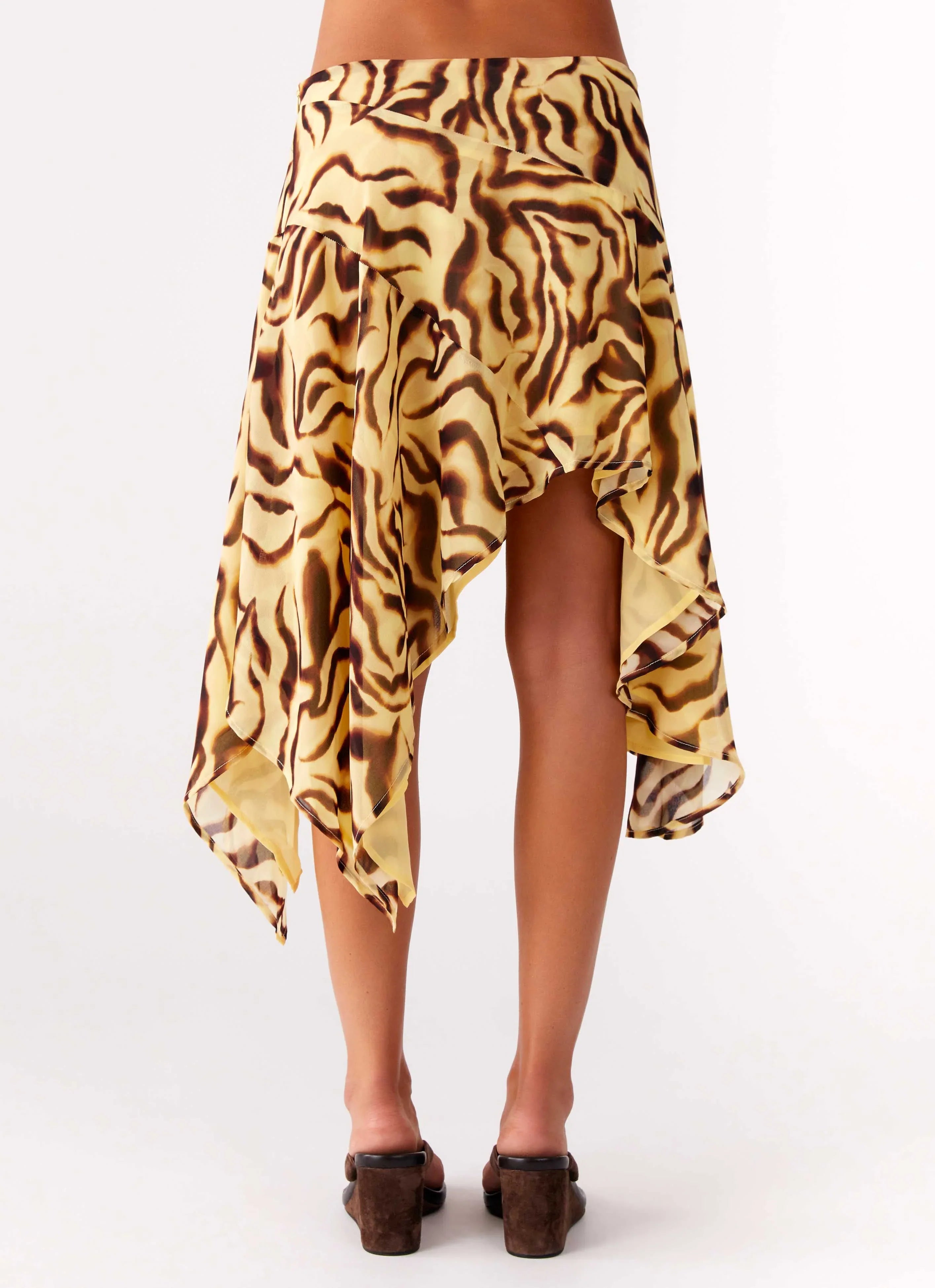 Kia Low Rise Asymmetrical Midi Skirt Laguna Print