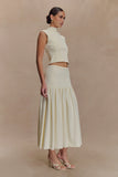 Romaine High Neck Bandage Knit Top Ivory