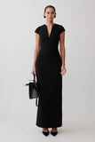 Briella V Neck Suiting Maxi Dress Black