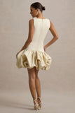 Tamie Stone Boat Neck Ruffled Mini Dress