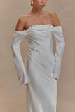 Giselle Off Shoulder Cowl Neck Maxi Dress White