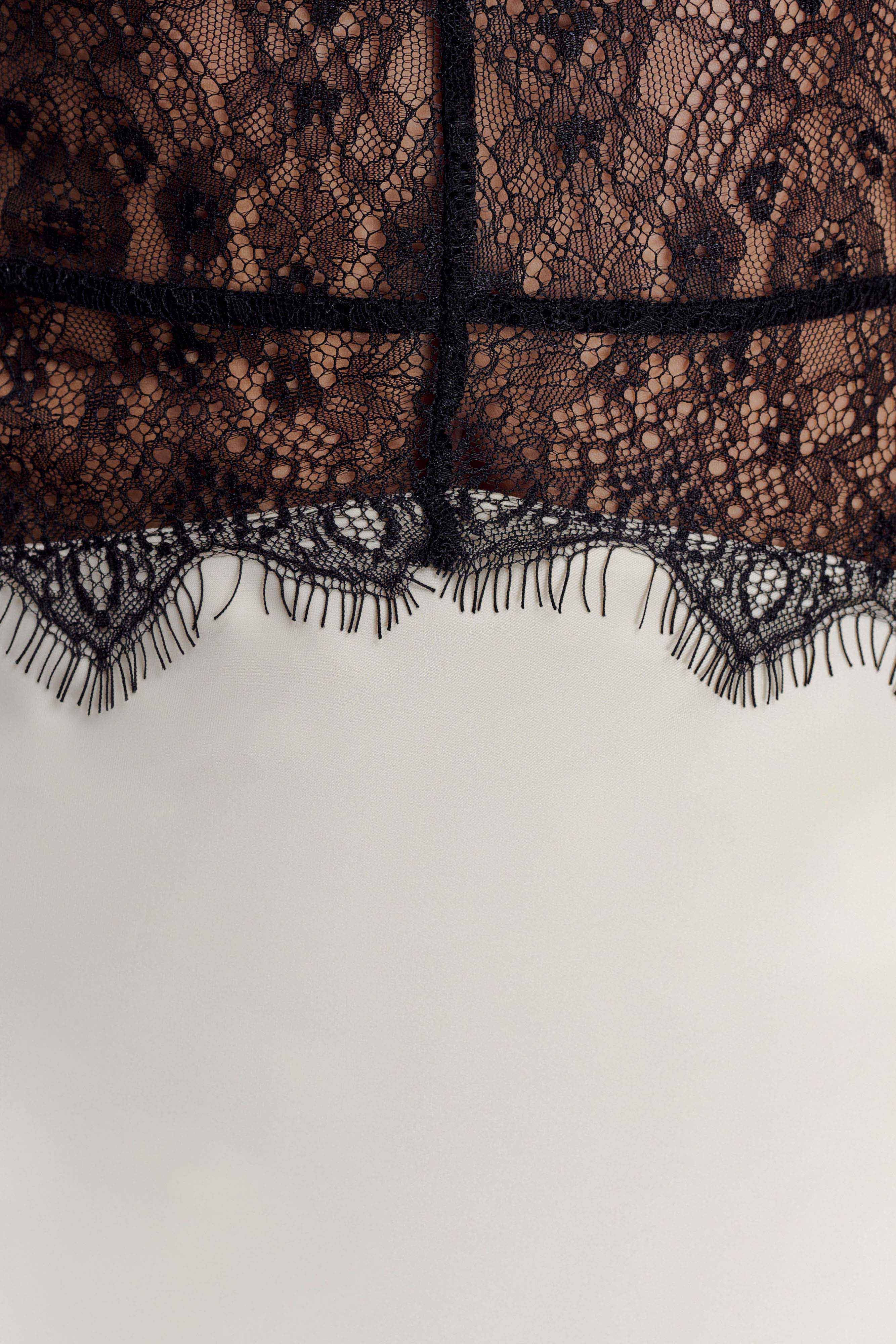 Dinah Lace And Satin Mini Dress Black Ivory