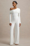 Gracious White Jumpsuit With Asymmetric Neckline