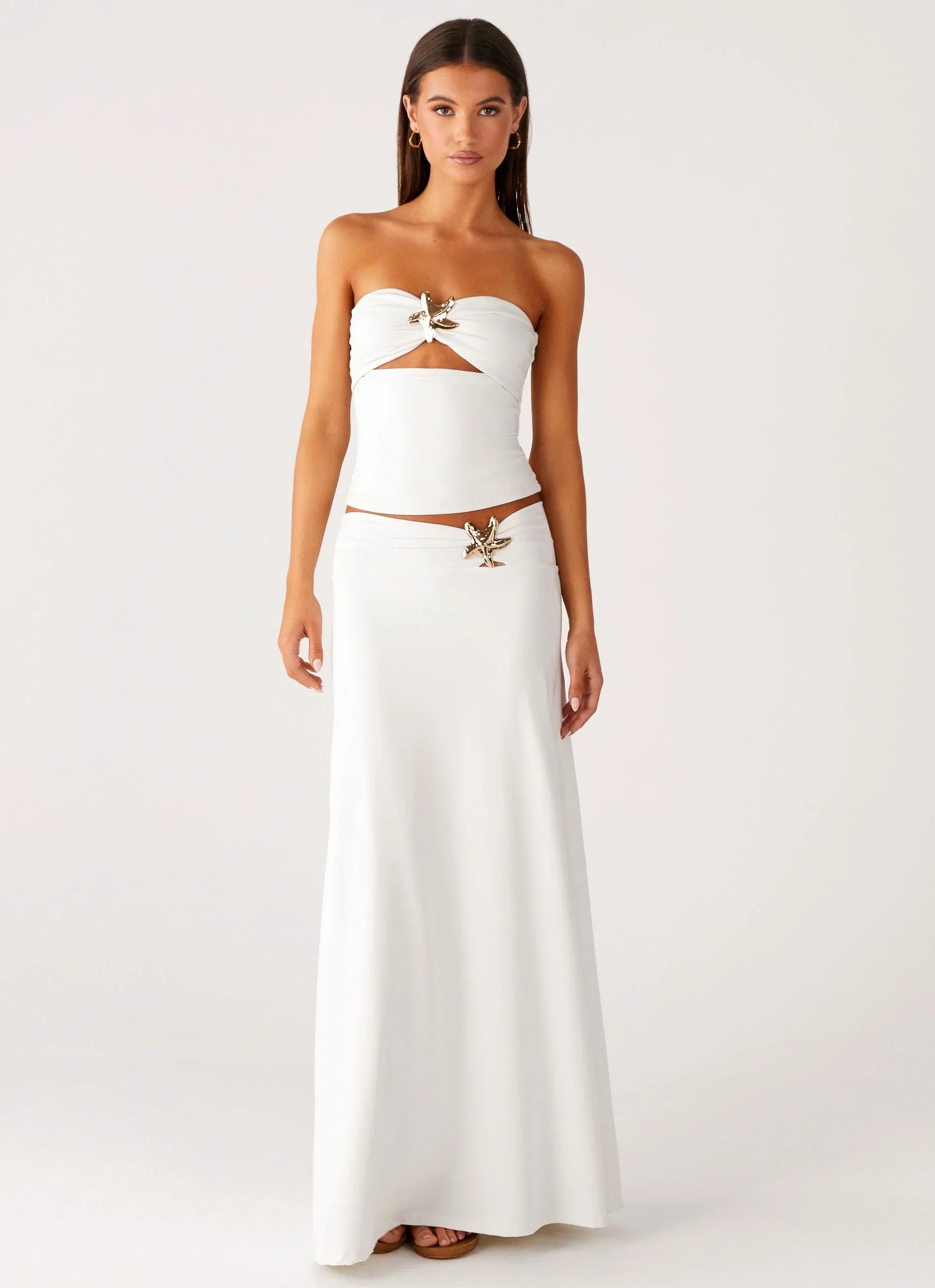 Shoreline Glow Maxi Skirt Off White