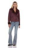 Fur Collar Suede Jacket in Purple