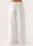 Neo Low Rise Wide Leg Denim Jeans Ivory