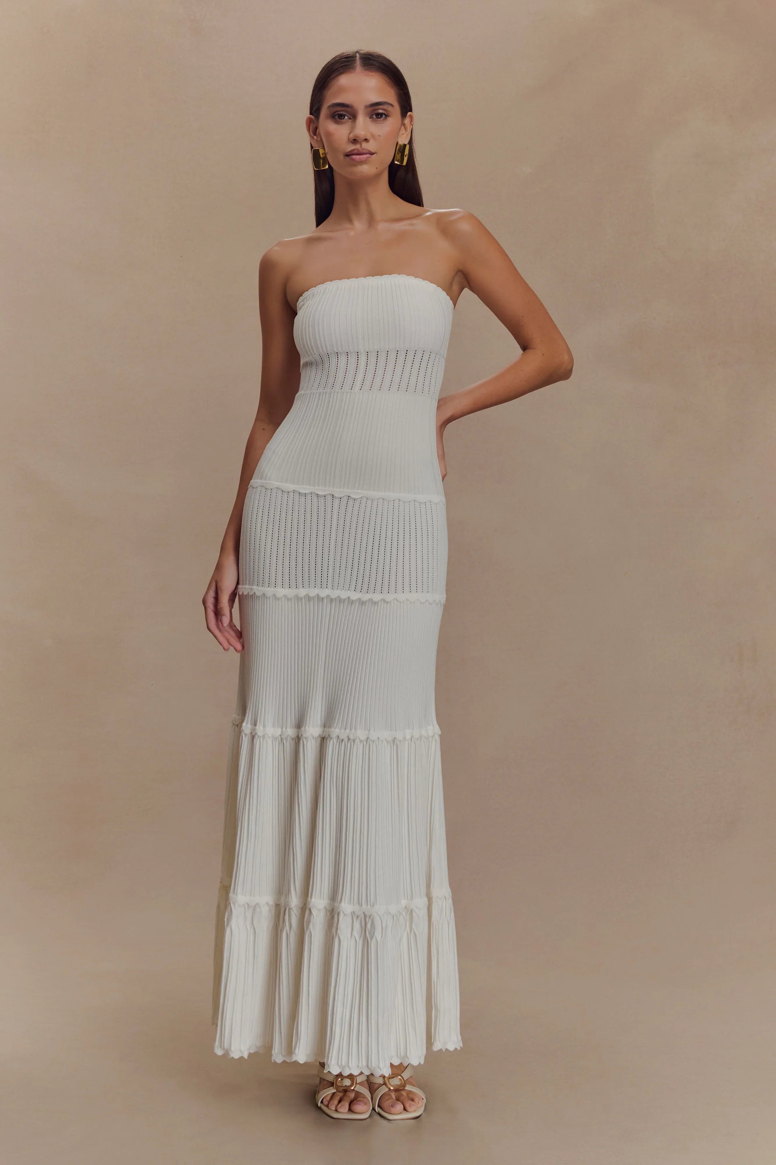 Finley Pointelle Knit Maxi Dress Ivory