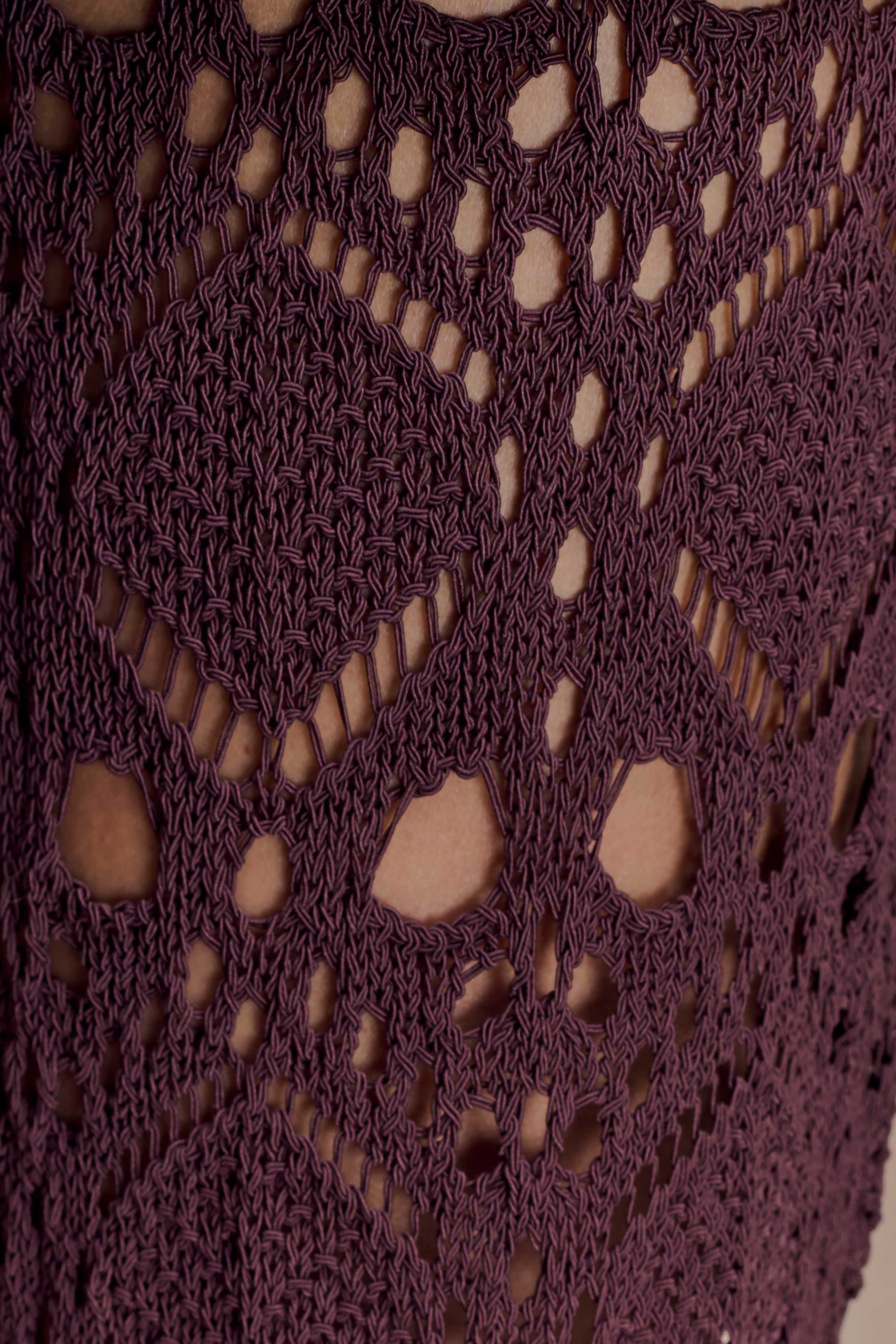 Trena Crochet Knit Pants Chocolate