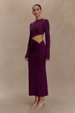 Azariah Long Sleeve Knit Midi Dress Plum