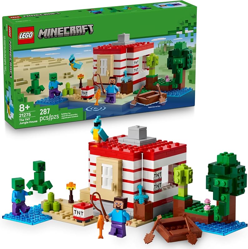 LEGO Minecraft The TNT Jungle House Building Toy Minecraft Toy for Boys and Girls Ages 8 Gift for Birthdays Video Game Playset for Fans 21275