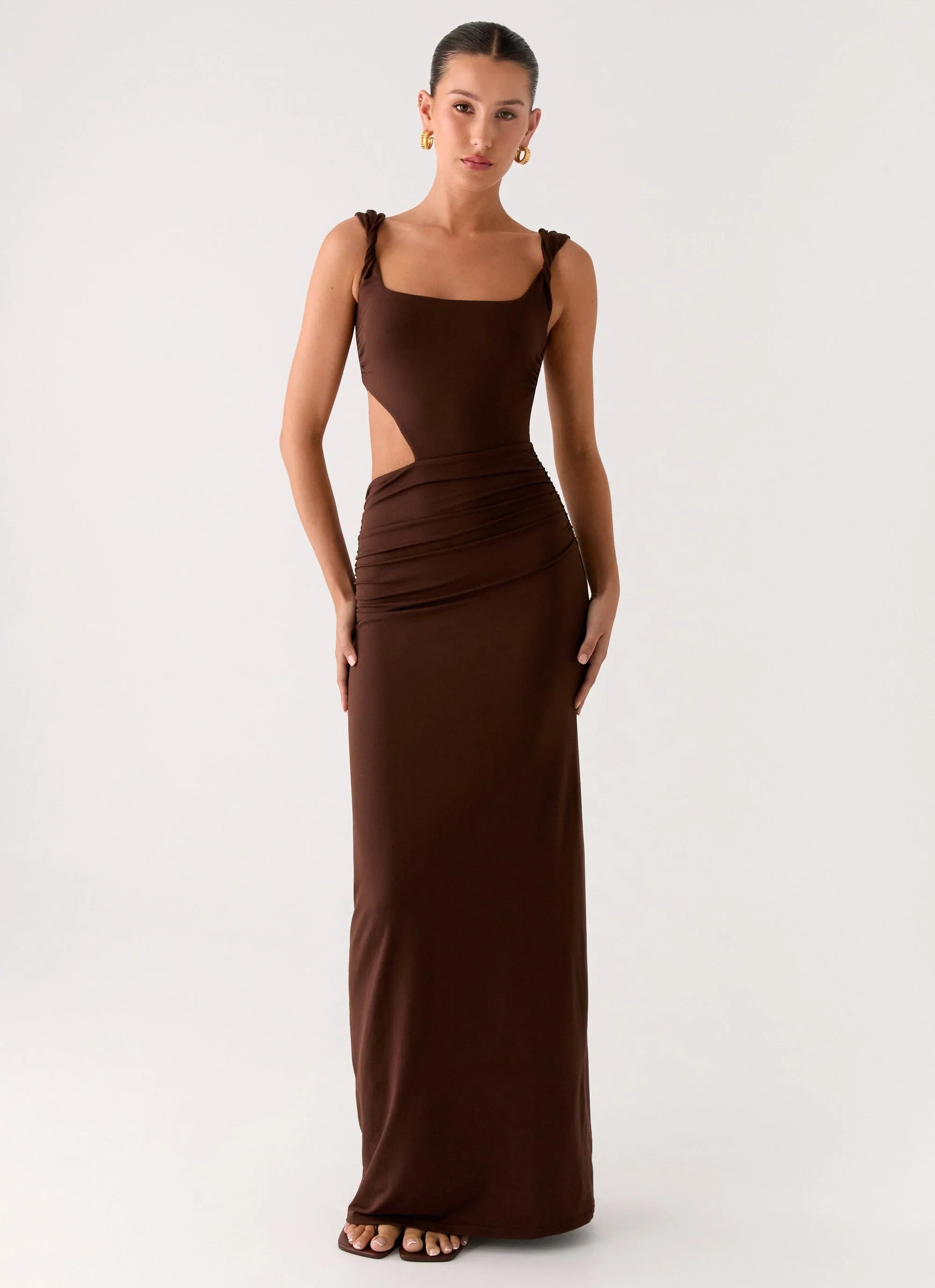 Balvin Cut Out Maxi Dress Cool Chocolate