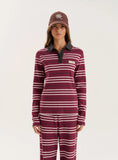 Burgundy Striped Fine Ribbed Jersey Longsleeve Top