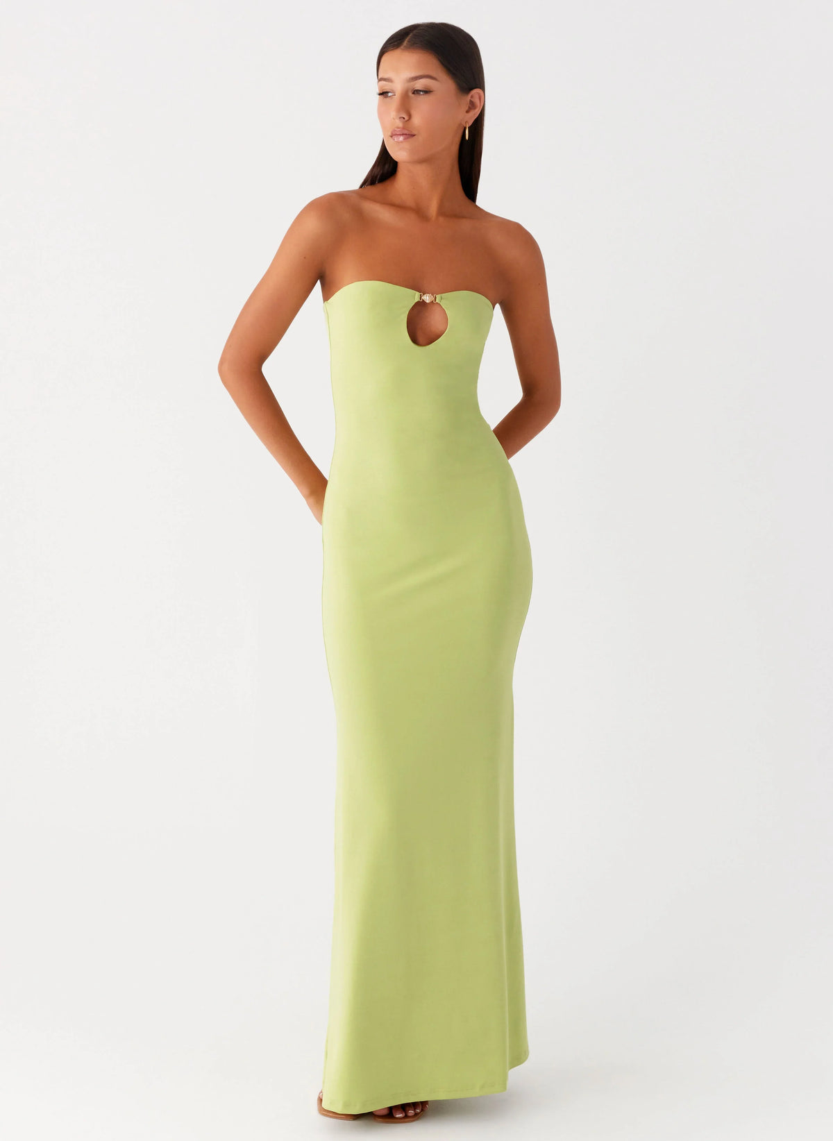 Moara Cut Out Maxi Dress Lime Green