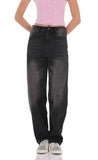 Distress Barrel Jeans in Faded Black
