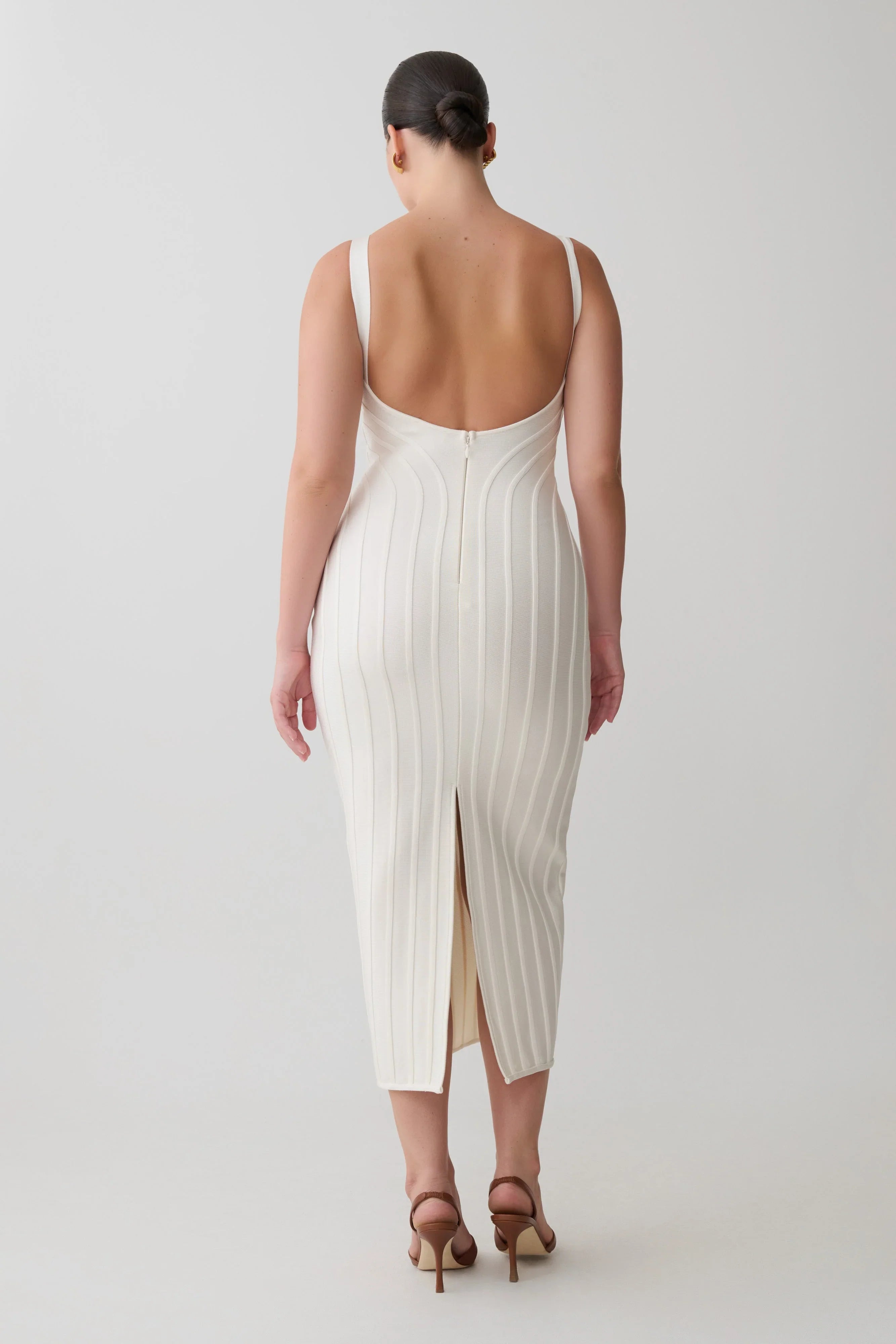Gia Bandage Knit Midi Dress Ivory