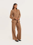Taupe Cinched Waist Cocoon Sleeve Tailored Blazer