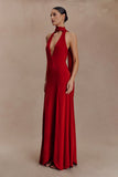 Juliet Slinky Maxi Dress With Scarf Ruby