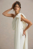 Alice Cream Asymmetric Bow Shoulder Jumpsuit With Drape