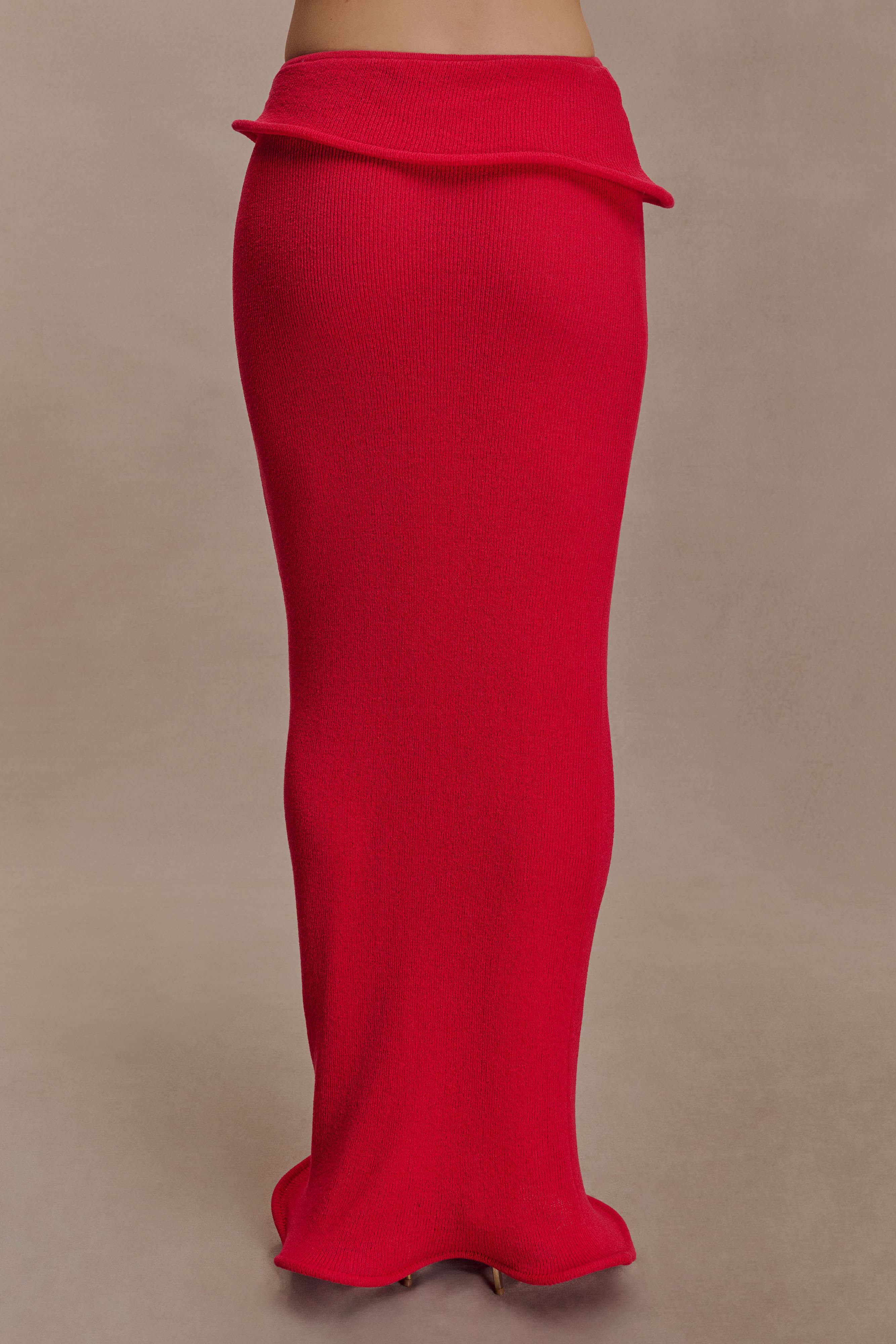 Samira Knit Wired Maxi Skirt Red