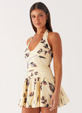 Mirelle Halter Neck Mini Dress Buttercream Bliss