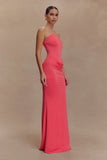 Madison Strapless Slinky Maxi Dress Coral