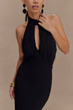Mierah Halter Midi Dress Black