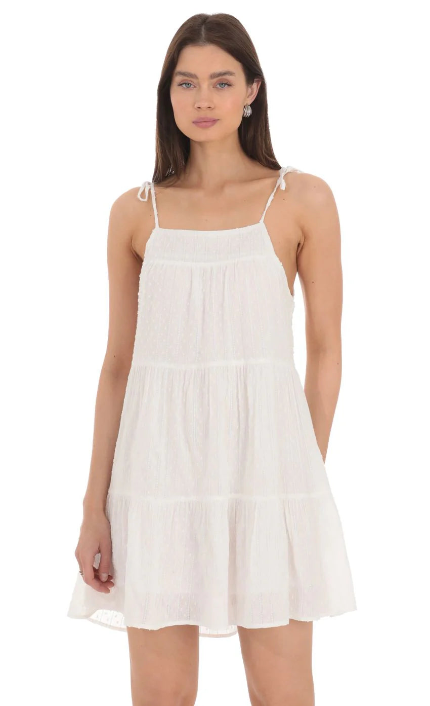 Dotted Shift Dress in White