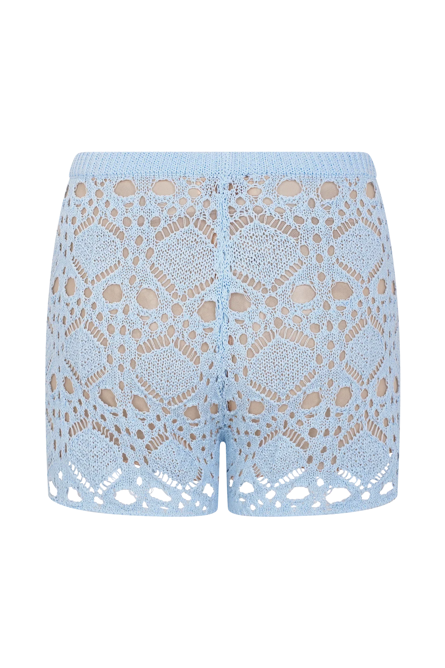 Aeline Crochet Knit Shorts Sky Blue