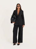 Black Cinched Waist Flared Sleeve Blazer
