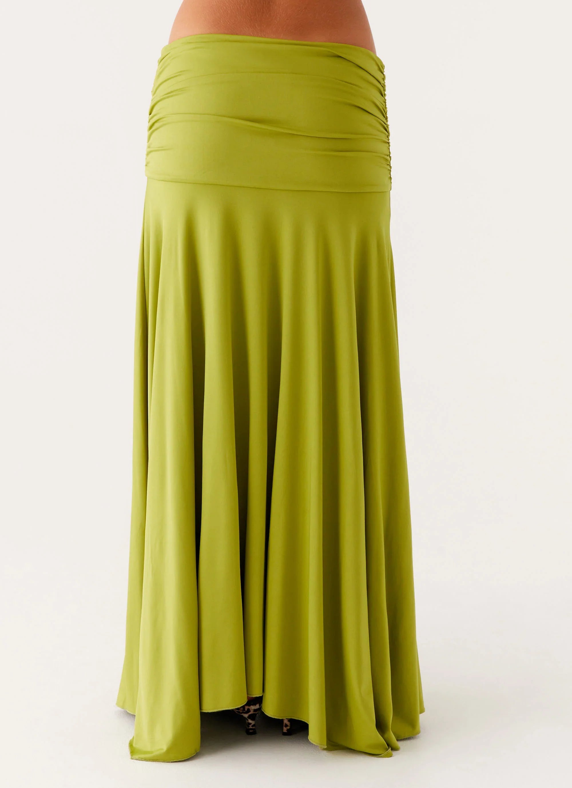 Liana Ruched Maxi Skirt Green