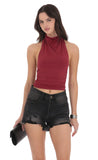 Distressed High Waisted Denim Shorts in Black