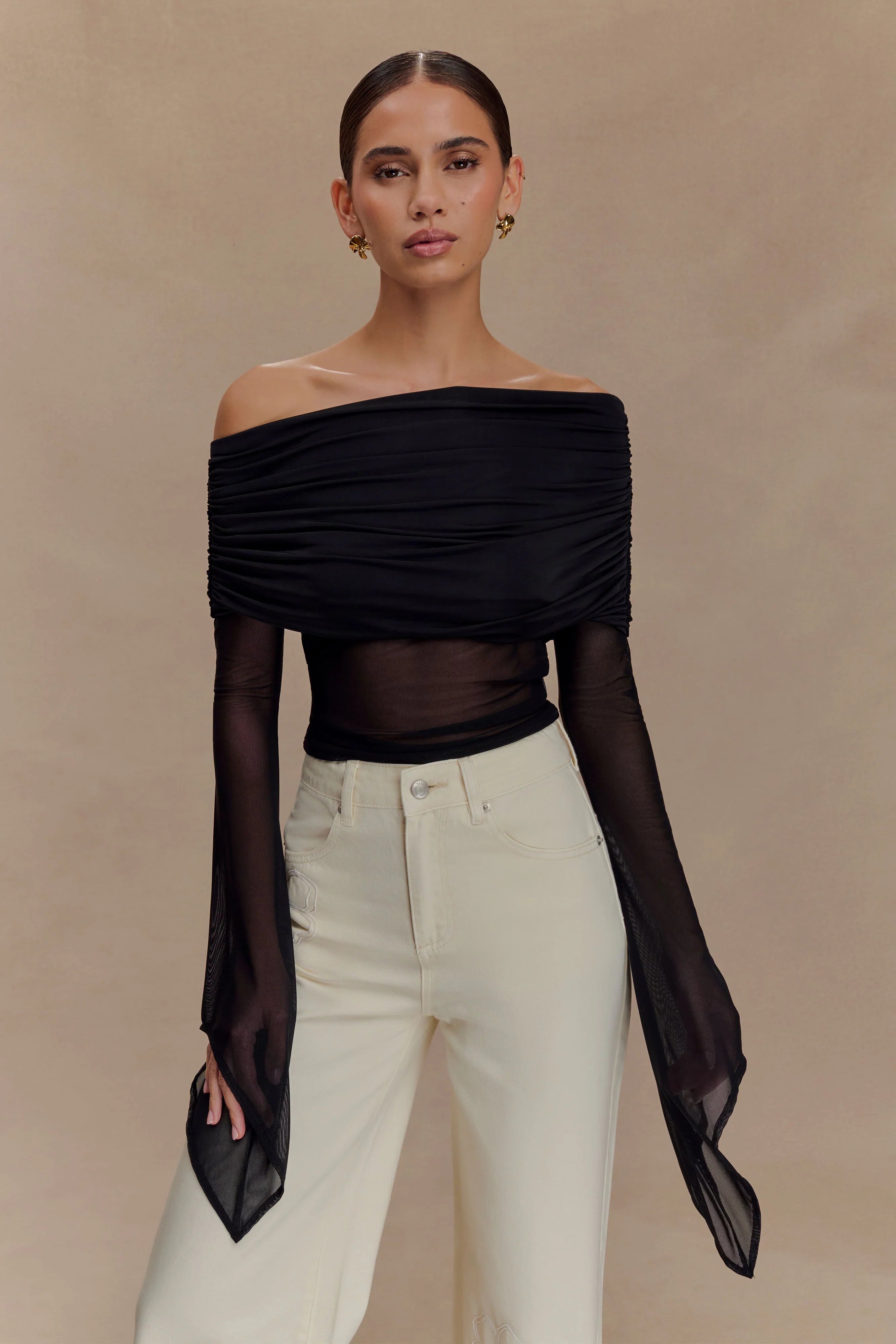 Dahlia One Shoulder Top Black
