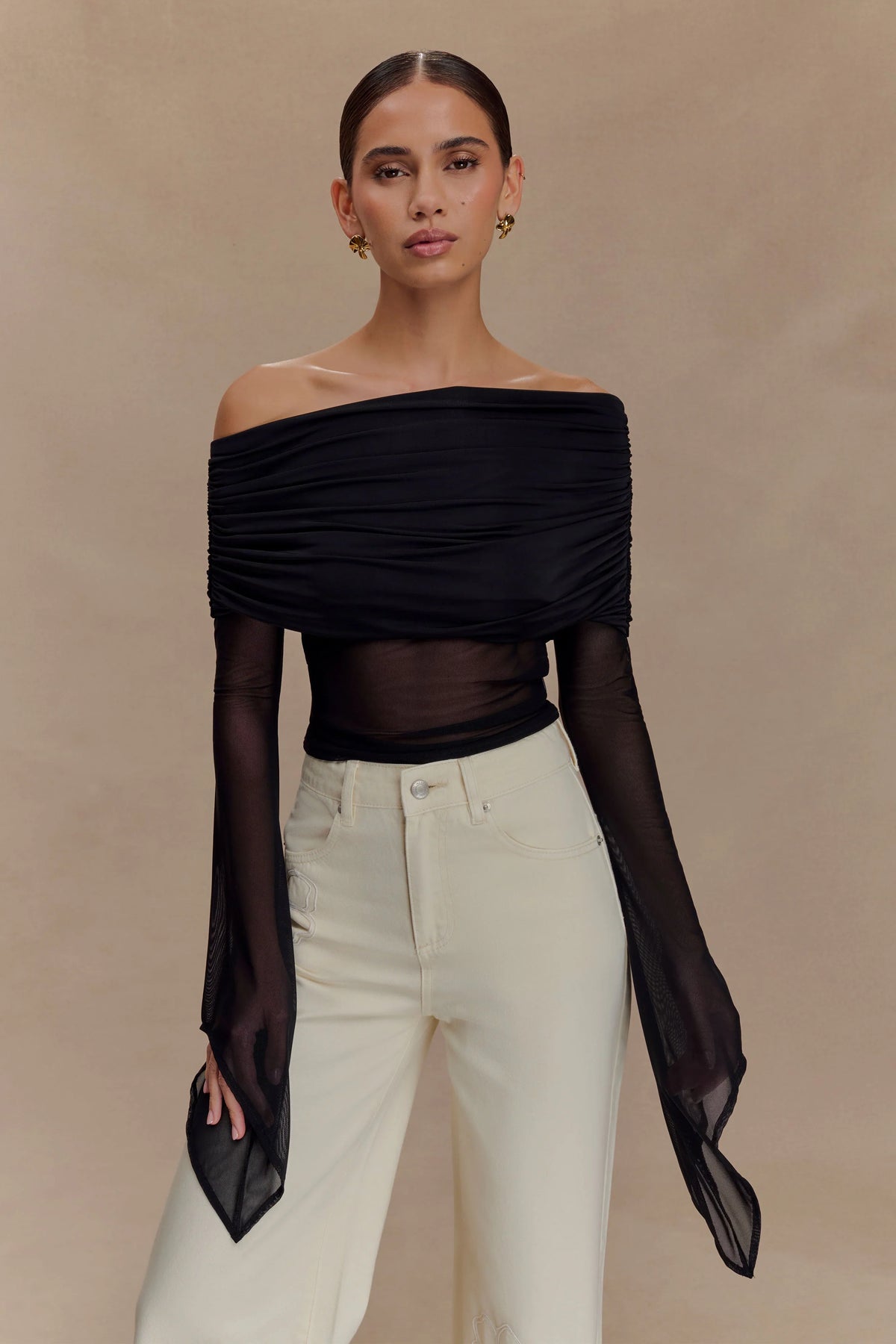 Dahlia One Shoulder Top Black