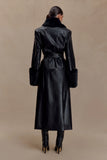 Bec Faux Leather Trench Coat With Faux Fur Black