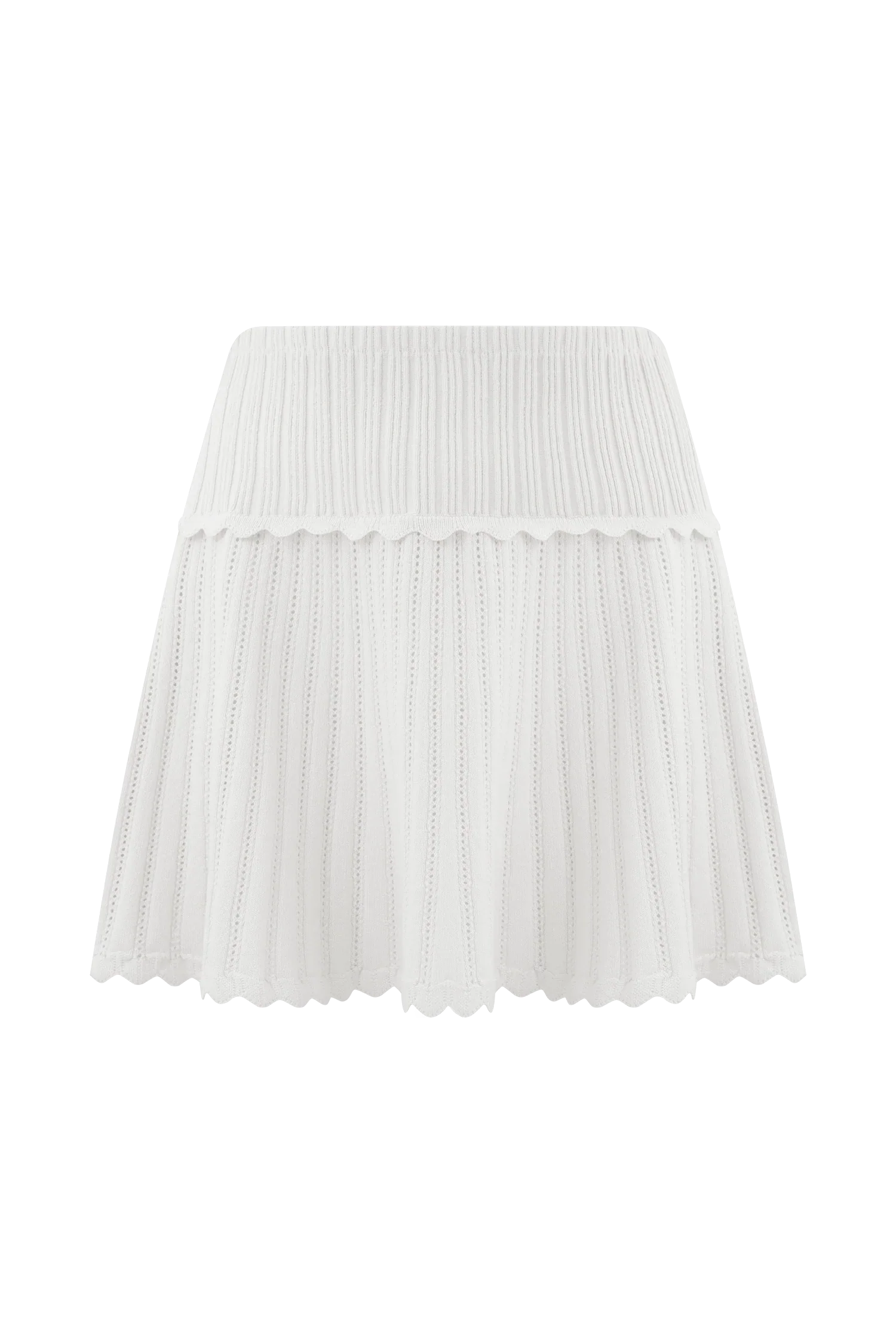 Indy Pointelle Knit Mini Skirt Ivory