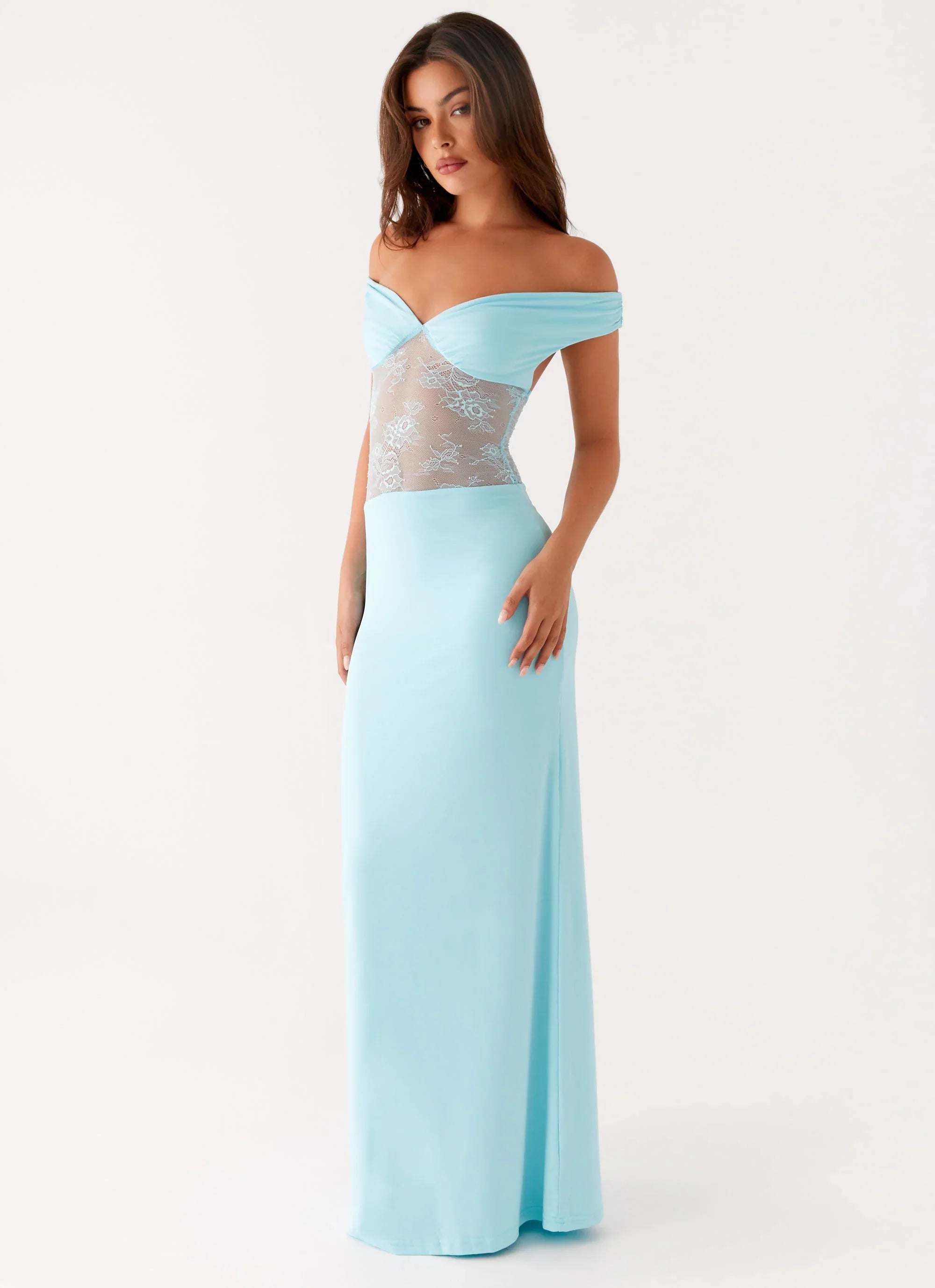 Infatuation Lace Maxi Dress Turquoise