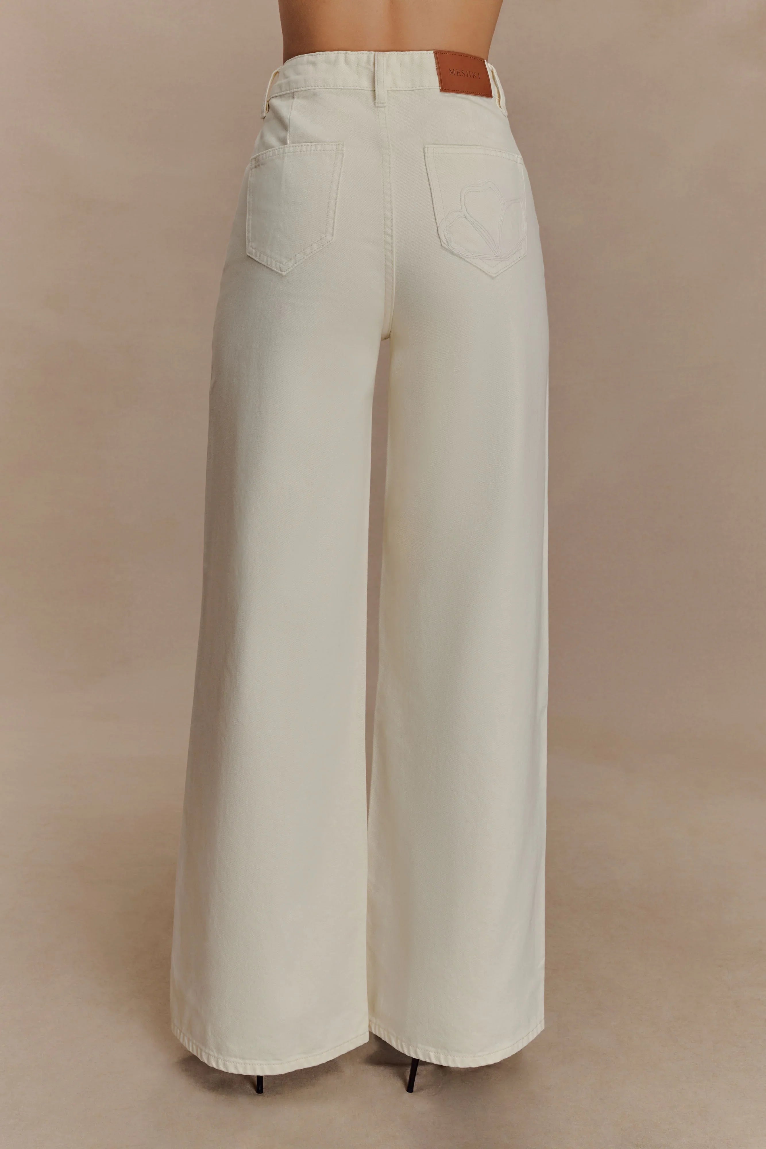 Carmella Embroided Jeans Ecru