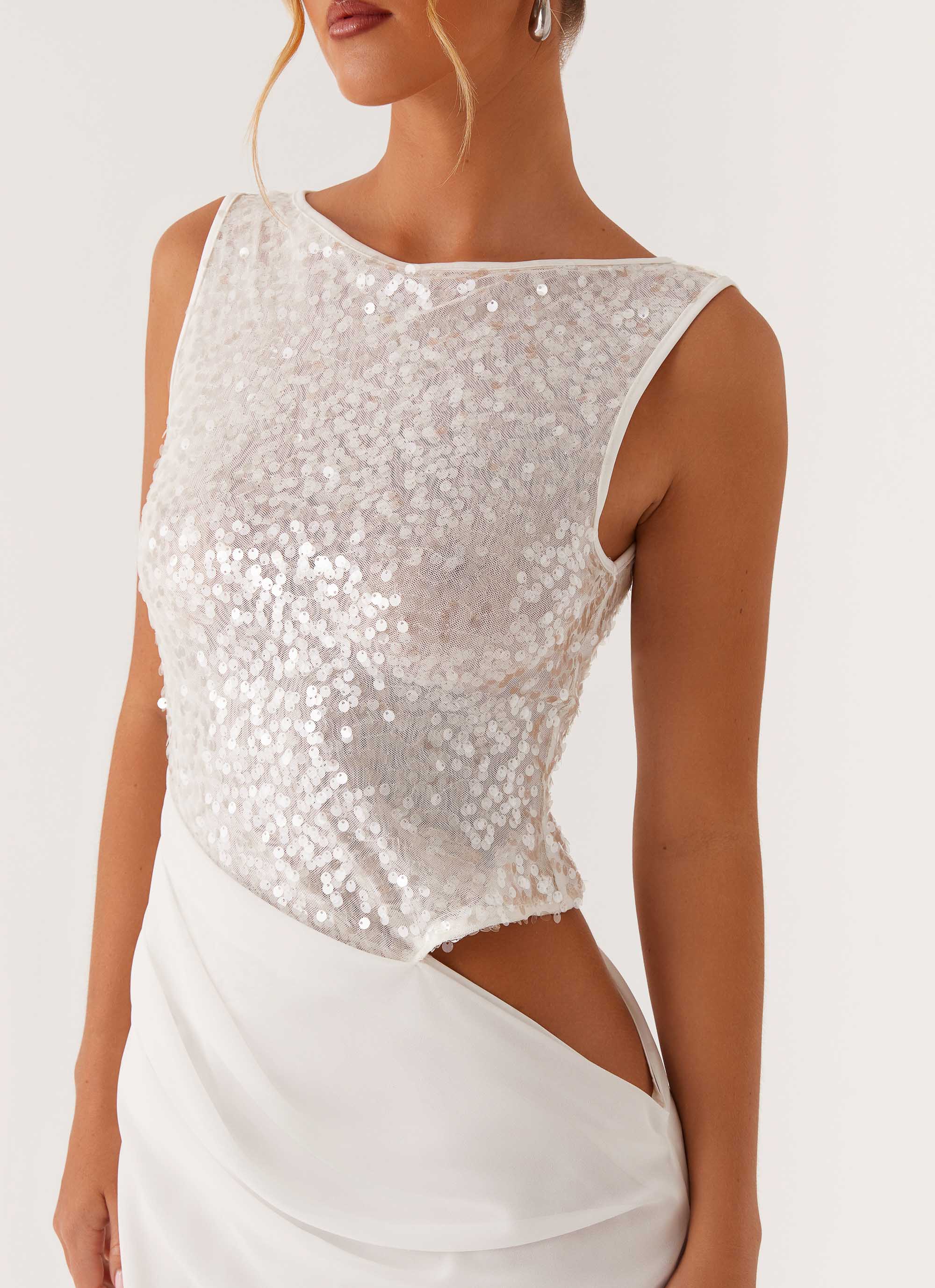 Above Ground Sequin Maxi Dress White