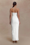 Jianna Strapless Mesh Maxi Dress Ivory