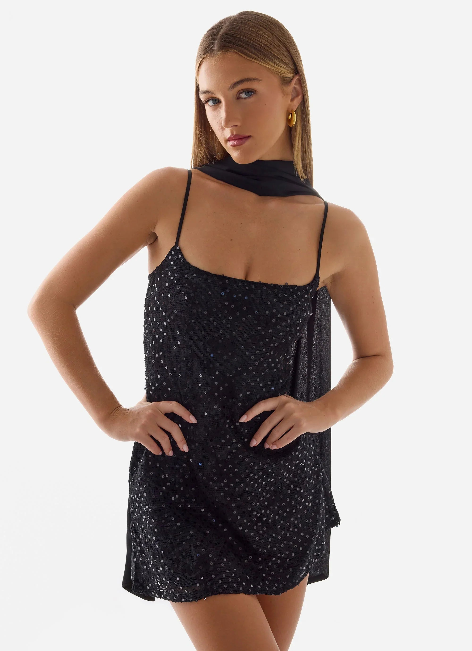 Vision Sequin Mini Dress Black