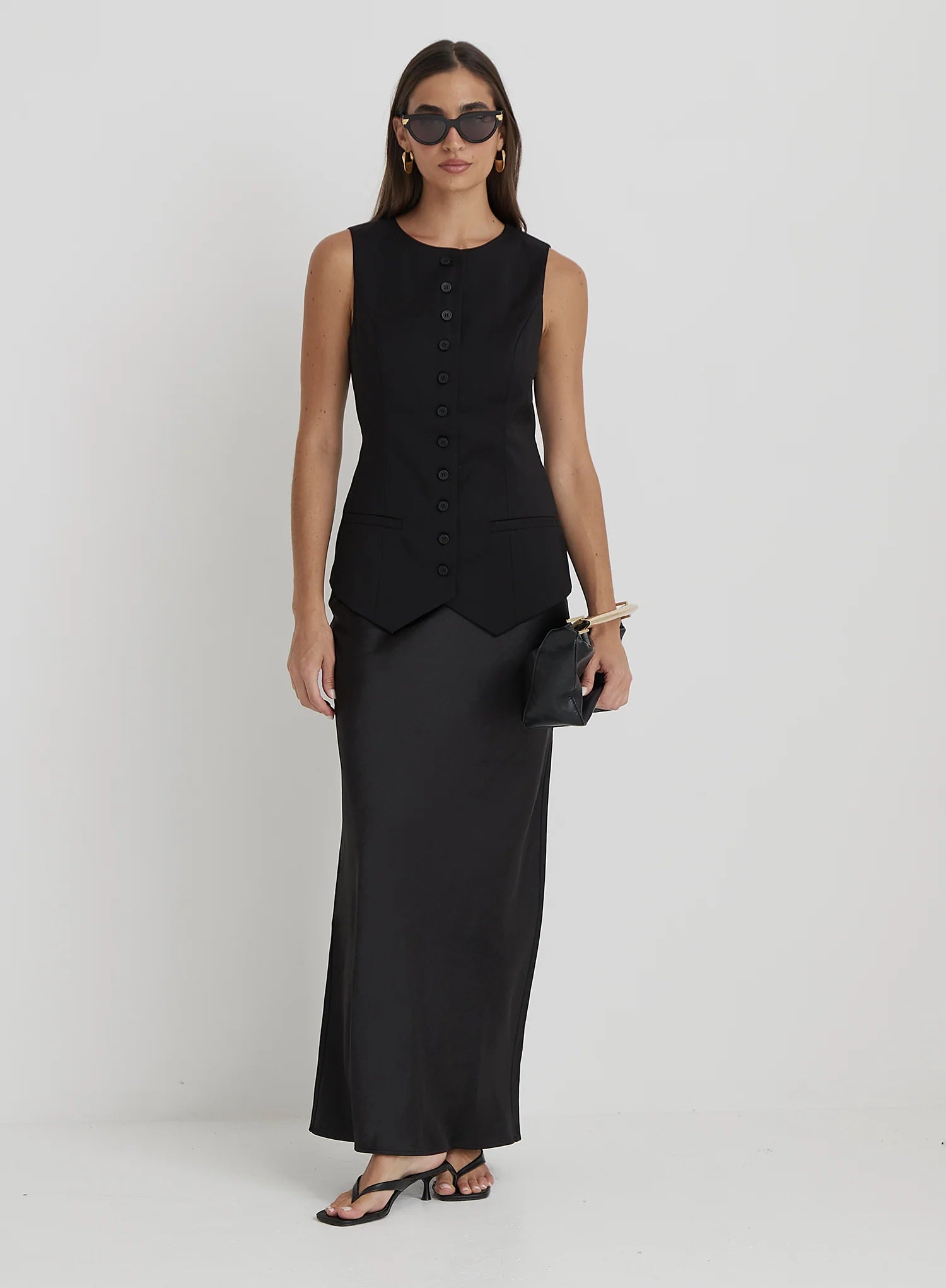 Black Satin Maxi Skirt