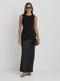 Black Satin Maxi Skirt