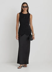 Black Satin Maxi Skirt