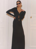 Black Hardware Detail Cut Out Maxi Dress