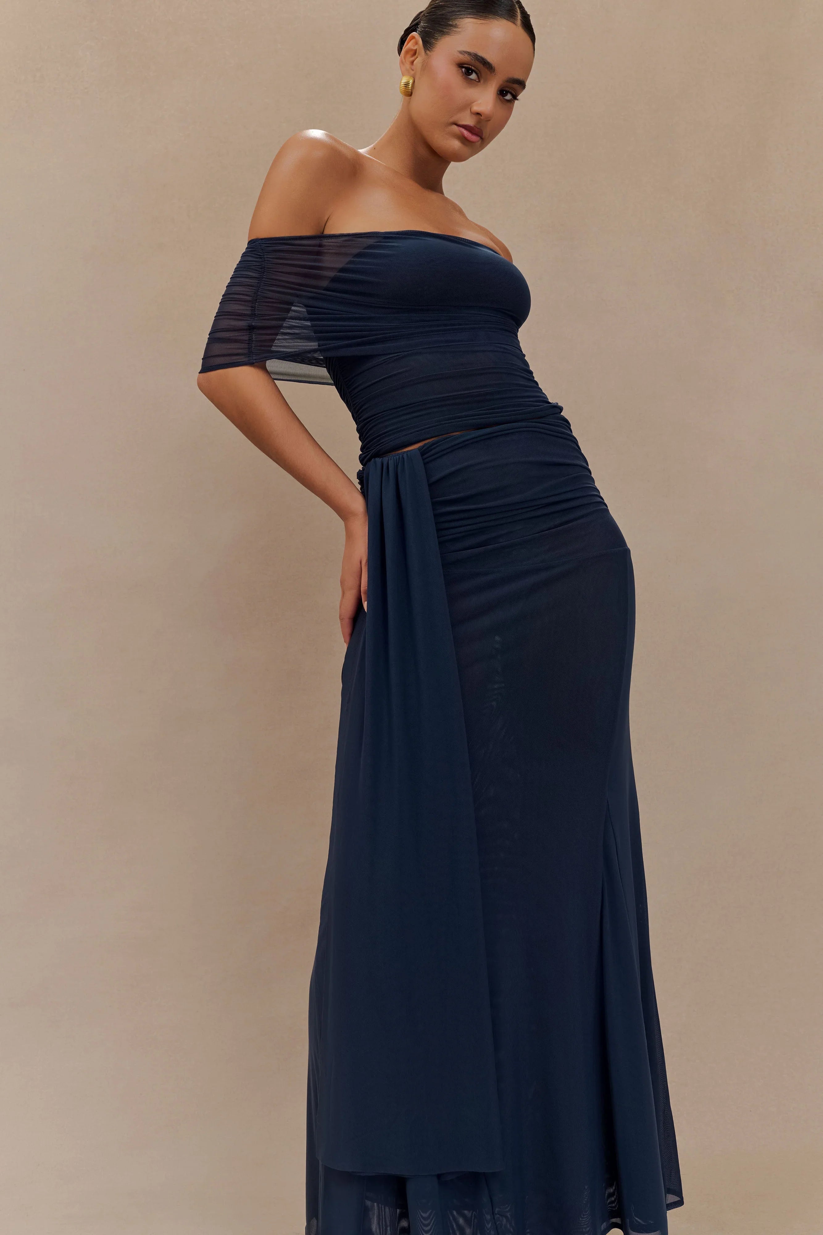 Arna Mesh Maxi Skirt Midnight Blue