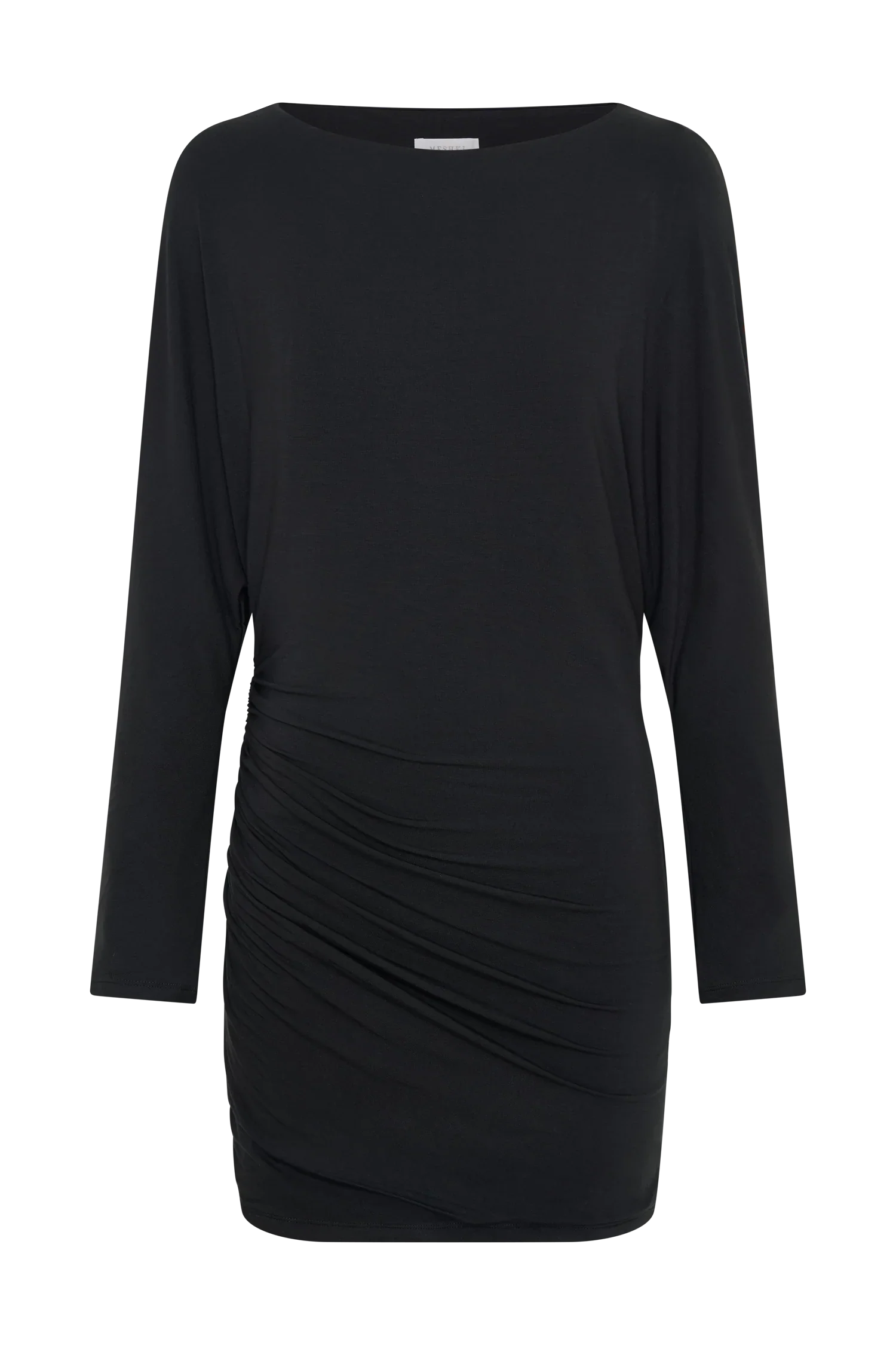 Thao Long Sleeve Gathered Mini Dress Dark Charcoal
