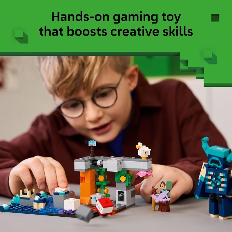 LEGO Minecraft The Warden Encounter Kids Toy Collectible Building Set for Boys and Girls 7 with Silent Ranger Minifigure Great Birthday Gift for Gamers and Kids Who Love Minecraft Toys 21274